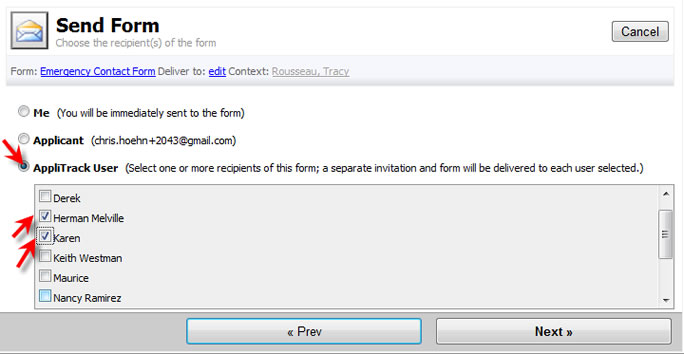 AppliTrack User Recipient