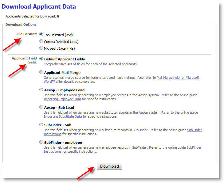 Download Applicant Data