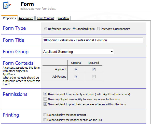 Edit Form Properties