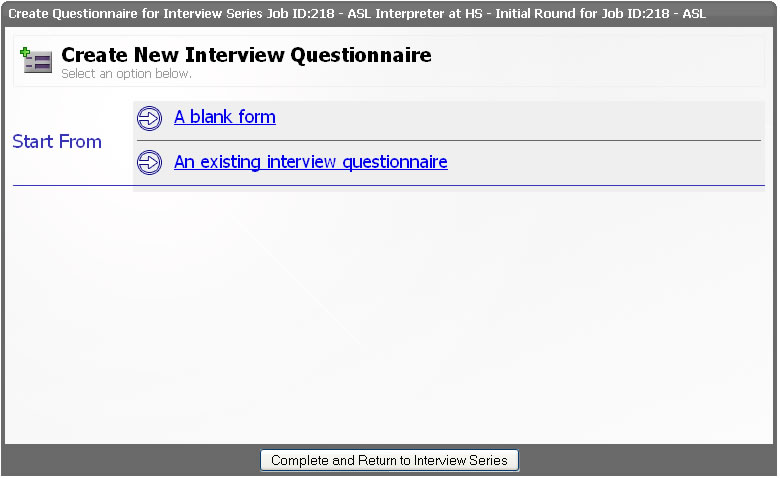 Create Questionnaire